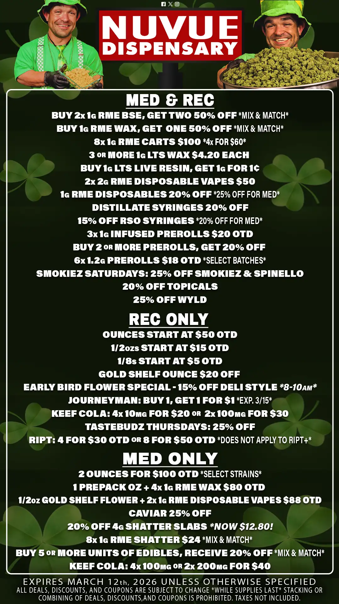 NuVue Pharma Weekly Coupons Feb. 26 '26 - St. Patrick's